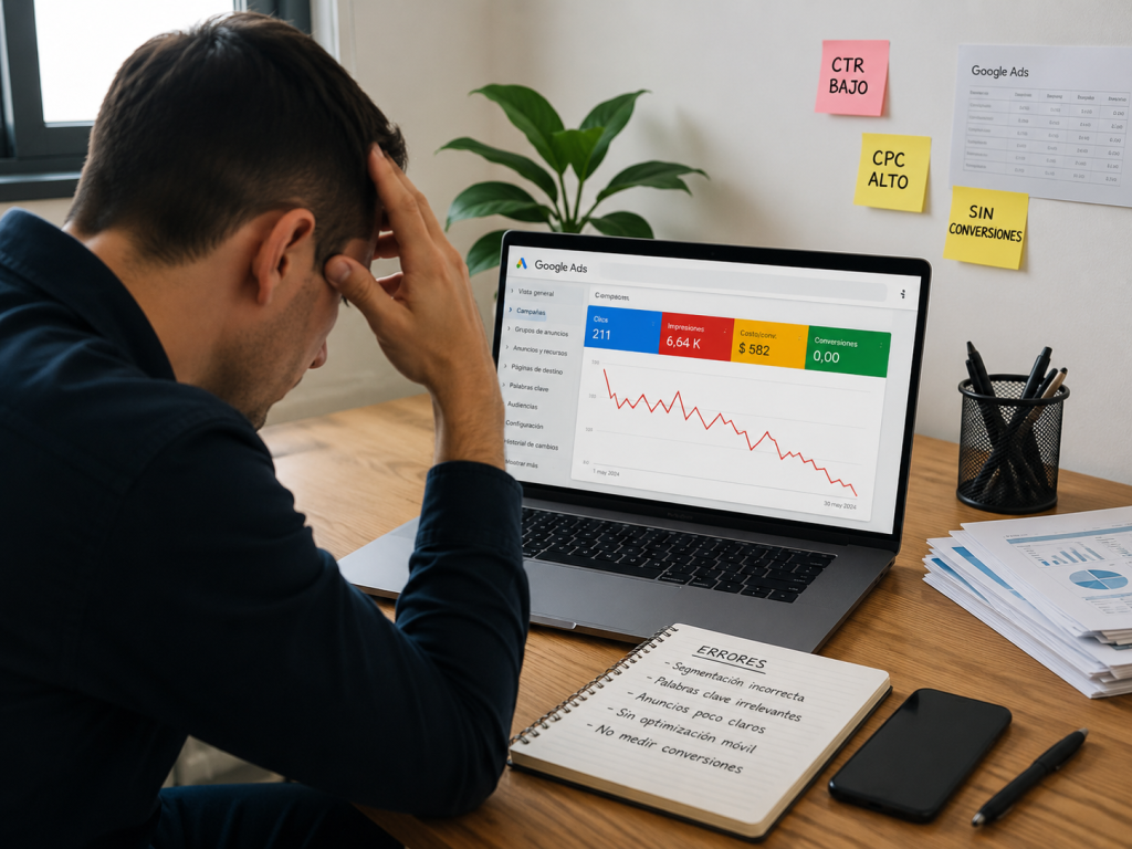 Errores que destruyen el rendimiento de una campaña de Google Ads