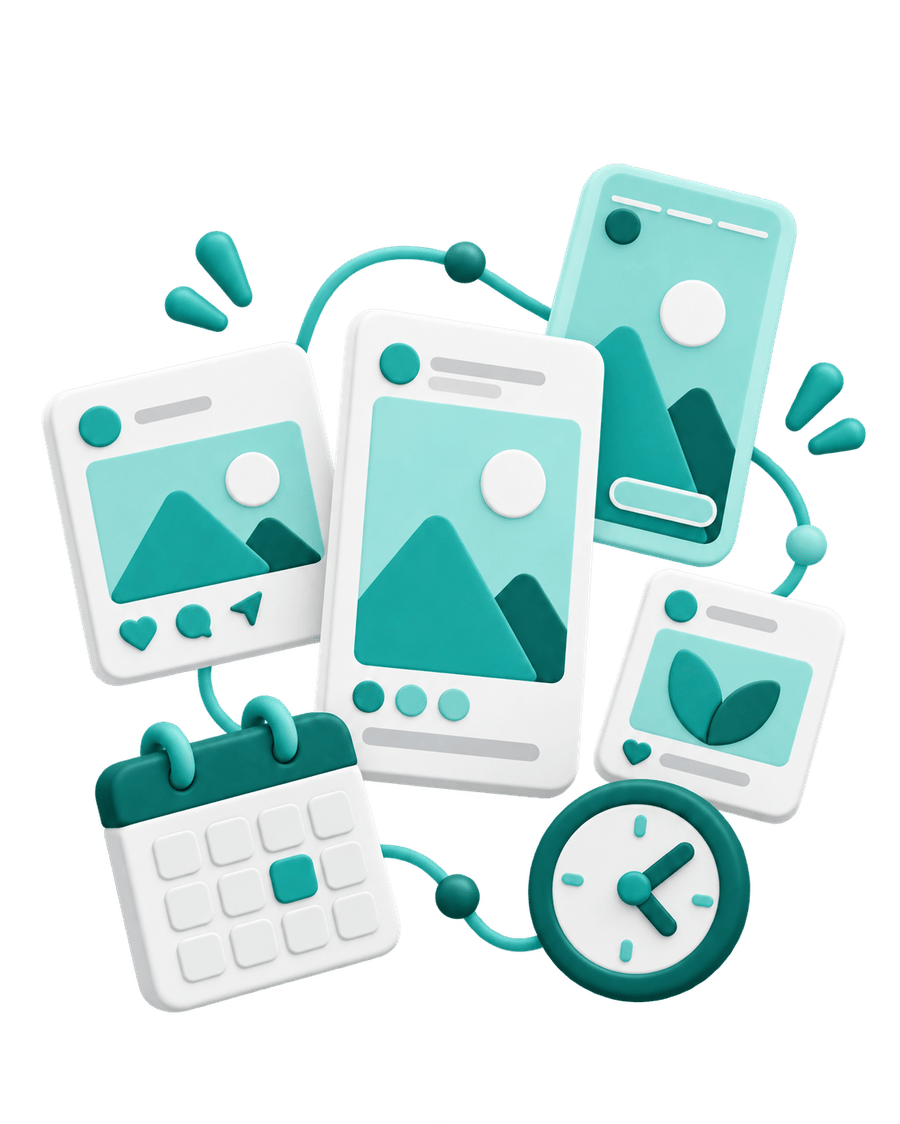 Ilustracion de gestion de social media para una marca en Chile